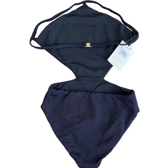 NEW FELLA Sabath One Piece Swimsuit Monokini Waist Cutout Halter Strap Black - Picture 5 of 8